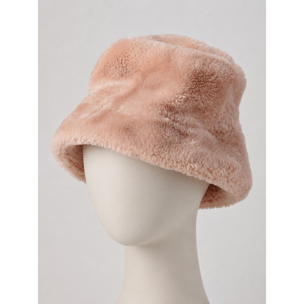 Women's Pink Faux Fur cloche-style Bucket Hat with Satin Lined - Nine & Company